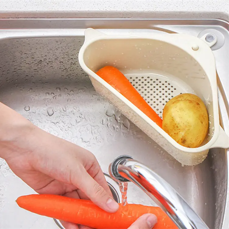 Kitchen Triangular Sink Strainer Drain Vegetable fruits Drainer Basket Suction Cup Sponge Storage Rack Sink Filter Shelf Holders