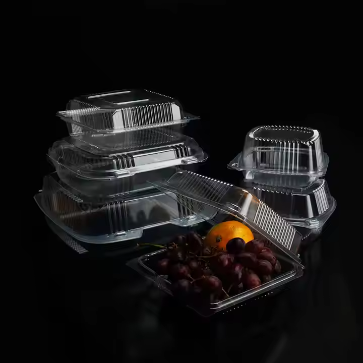 OEM Clear Plastic Hinged Take Out Containers Disposable Food Cake Box Fruit Salad Clear Container