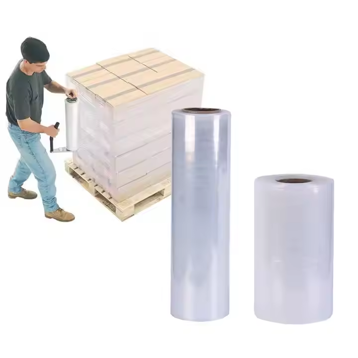 100% Virgin 5 Layers LLDPE Stretch Film 17mic 20mic 23mic 500mm 350% Super Stretch For Pallet Wrapping